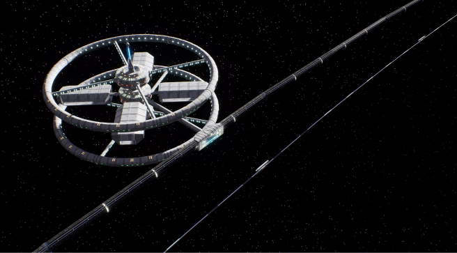 Design of space industrial necklace Orbit with toroidal EcoCosmoHouses located in it