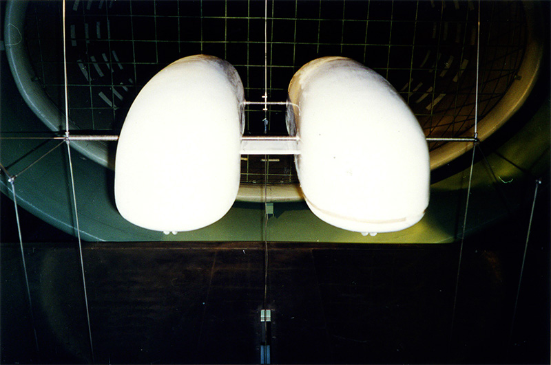 Подготовка и продувка в аэродинамической трубе двойного модуля СТЮ масштаба 1:5