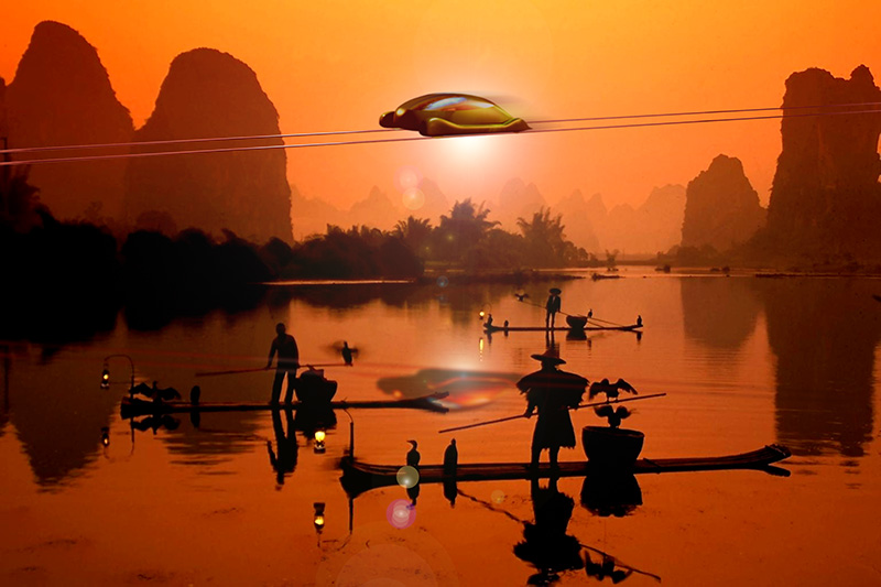 Представлены иллюстрации струнной транспортной системы (СТС) за период времени с 1997 по 2000 годы