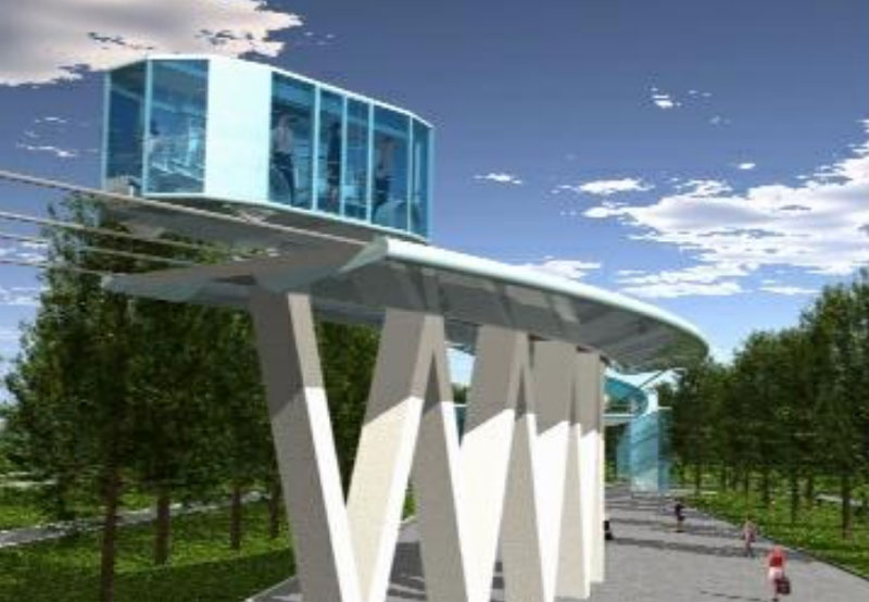 Поворот на трассе струнного транспорта Юницкого, проходящей по Уссурийскому бульвару в Хабаровске