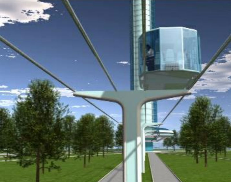 Юнибус Ю-362 на трассе СТЮ, подъезжающий к пересадочной станции на берегу реки Амур в Хабаровске