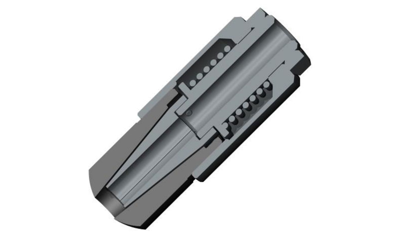 Разработка анкерного узла анкерной опоры макроСТЮ для условий города Хабаровска: Полуавтоматический анкерный зажим А14132-12301000 для крепления каната и арматуры (продольный разрез)