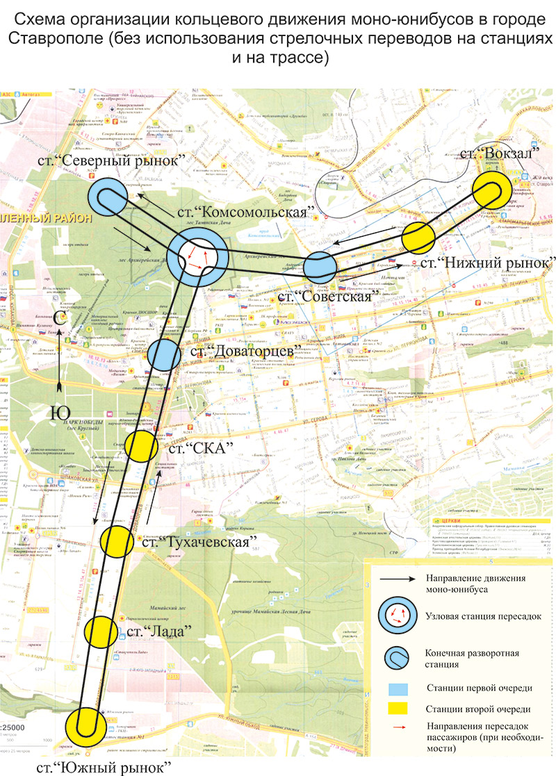 Анатолий Юницкий - Схема организации кольцевого движения моно-юнибусов в городе Ставрополе