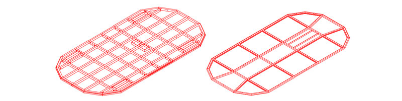 Конструкторская документация на силовой каркас макро-юнибуса модели Ю-362: Нижняя и верхняя рамы