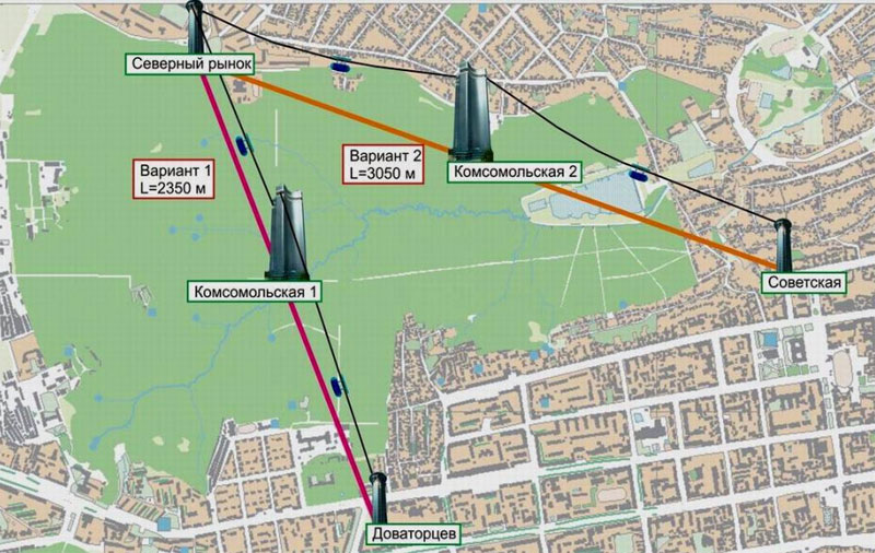 Дополнительные варианты трассировки в проекте Создание в Ставрополе участка СТЮ