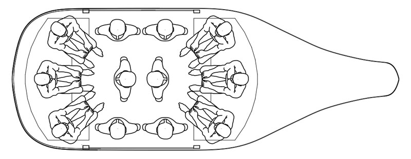 Техническое предложение на моно-юнибус Ю-373П для условий города Хабаровска: Схема размещения пассажиров в моно-юнибусе Ю-373П исполнения 01