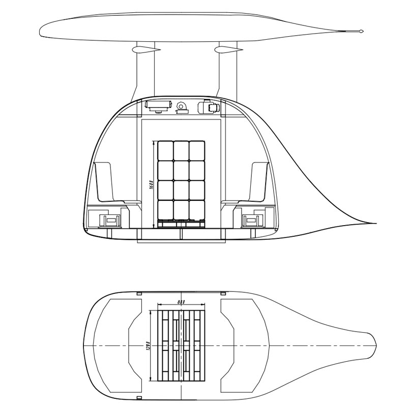 Техническое предложение на моно-юнибус для транспортной системы СТЮ в Екатеринбурге: Схема размещение груза на европалете в моно-юнибусе Ю-373П исполнения 01
