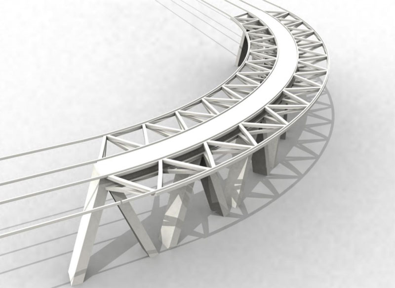 Графические материалы по вариантам прохождения трассы СТЮ в городе Хабаровске по маршруту Улица Дикопольцева - улица Гоголя: Анкерная поворотная опора двухпутного двухрельсового СТЮ