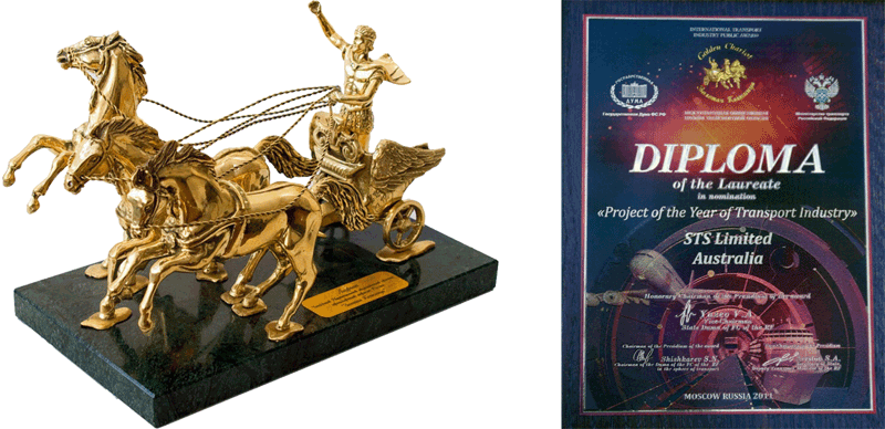 Международные награды STS Ltd за СТЮ в номинации Проект года транспортной отрасли