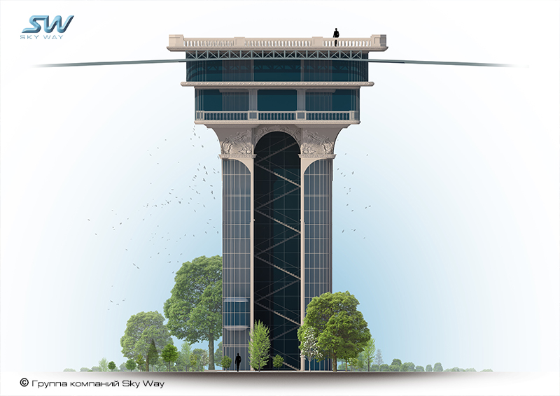 Специально разработанная станция SkyWay в традициях советской архитектуры