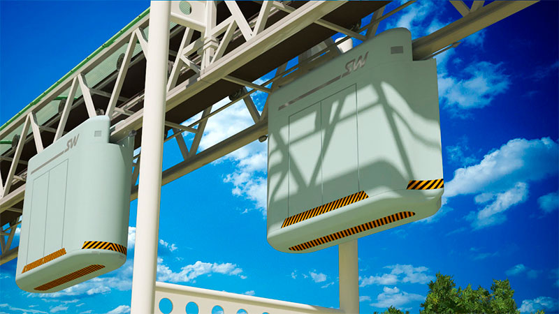 Объект ЭкоТехноПарка: грузовой подвесной юникар SkyWay для перевозки штучных грузов