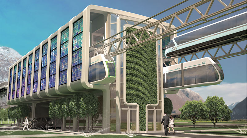 Расположение путевой структуры SkyWay над землёй обеспечивает высокий уровень безопасности