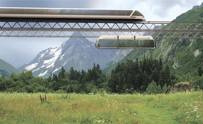 Расположение путевой структуры SkyWay над землёй обеспечивает высокий уровень безопасности