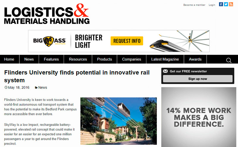 СМИ о SkyWay: журнал Logistics & Materials Handling, Австралия
