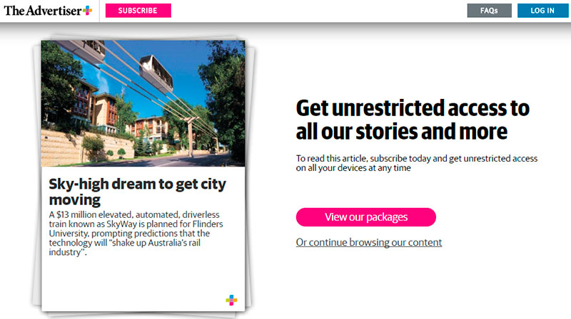 СМИ о SkyWay: газета The Advertiser, Австралия