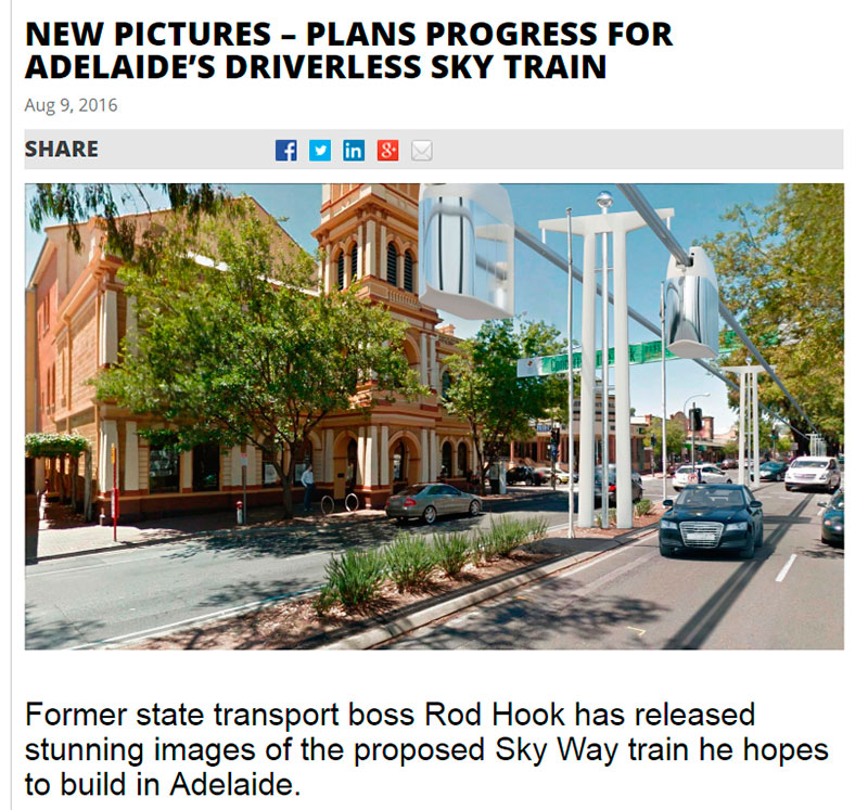 Plans progress for Adelaide's driverless sky train