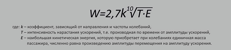 Рис. 1. Комфортабельность пассажиров оценивается плавностью хода W (по методу Э. Шперлинга)