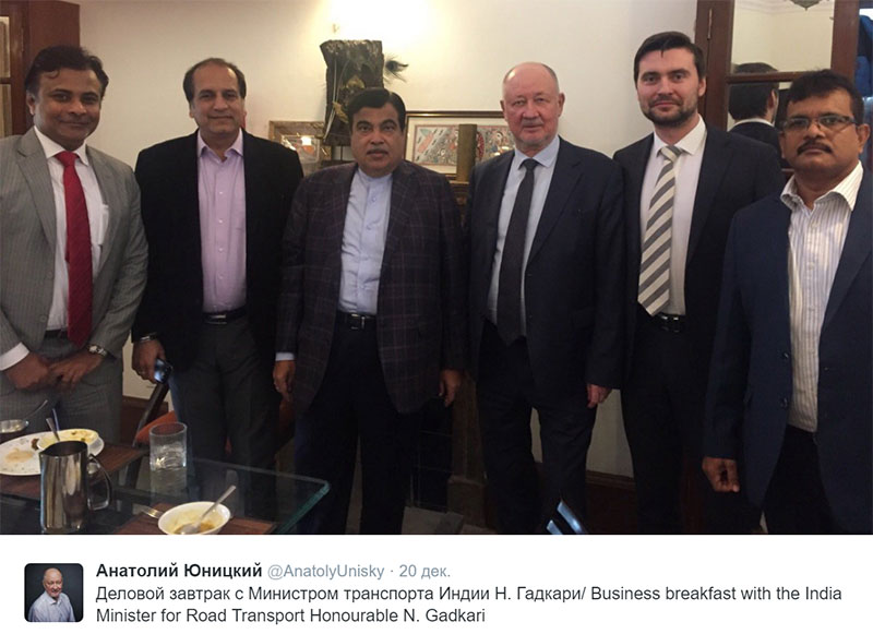 На этой неделе состоялась встреча с министром дорожного транспорта, автомобильных дорог и грузоперевозок Республики Индия г-ном Нитином Гадкари, а также с другими официальными лицами и представителями деловых кругов этой страны