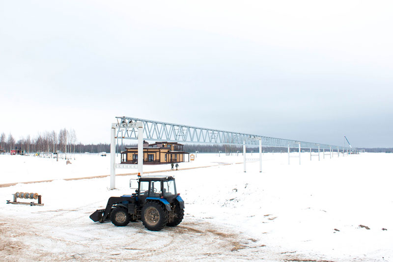 ЭкоТехноПарк SkyWay - осуществляется монтаж ферм путевой структуры высокоскоростной/городской системы