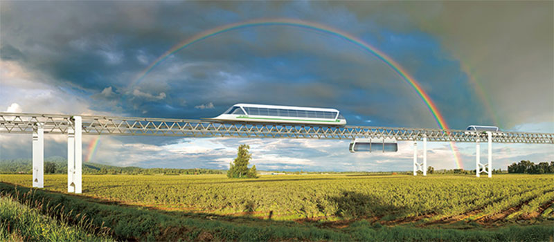 Визуализация: высокоскоростной (сверху) и городской (снизу) SkyWay