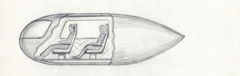 Эскизная проработка пассажирской капсулы, апрель 1977 г